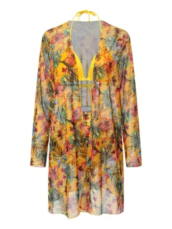 Sale Retro Stage 1960s Tropical Halter Bikini Set & Cover-Up