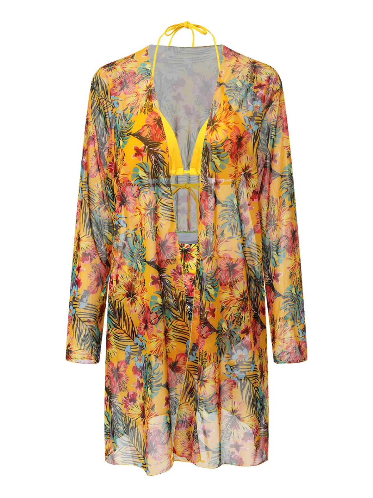 Sale Retro Stage 1960s Tropical Halter Bikini Set & Cover-Up