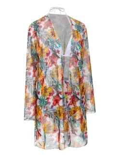 Sale Retro Stage 1960s Tropical Halter Bikini Set & Cover-Up