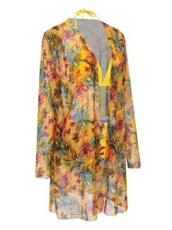 Sale Retro Stage 1960s Tropical Halter Bikini Set & Cover-Up