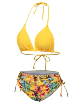 Sale Retro Stage 1960s Tropical Halter Bikini Set & Cover-Up