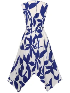 Fashion Retro Stage 1940s Twisted Irregular Hem Sleeveless Dress