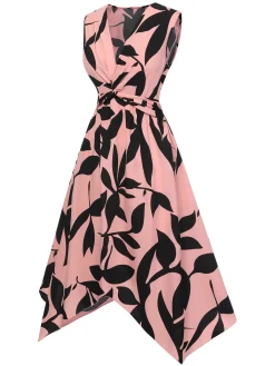 Clearance Retro Stage 1940s Twisted Irregular Hem Sleeveless Dress