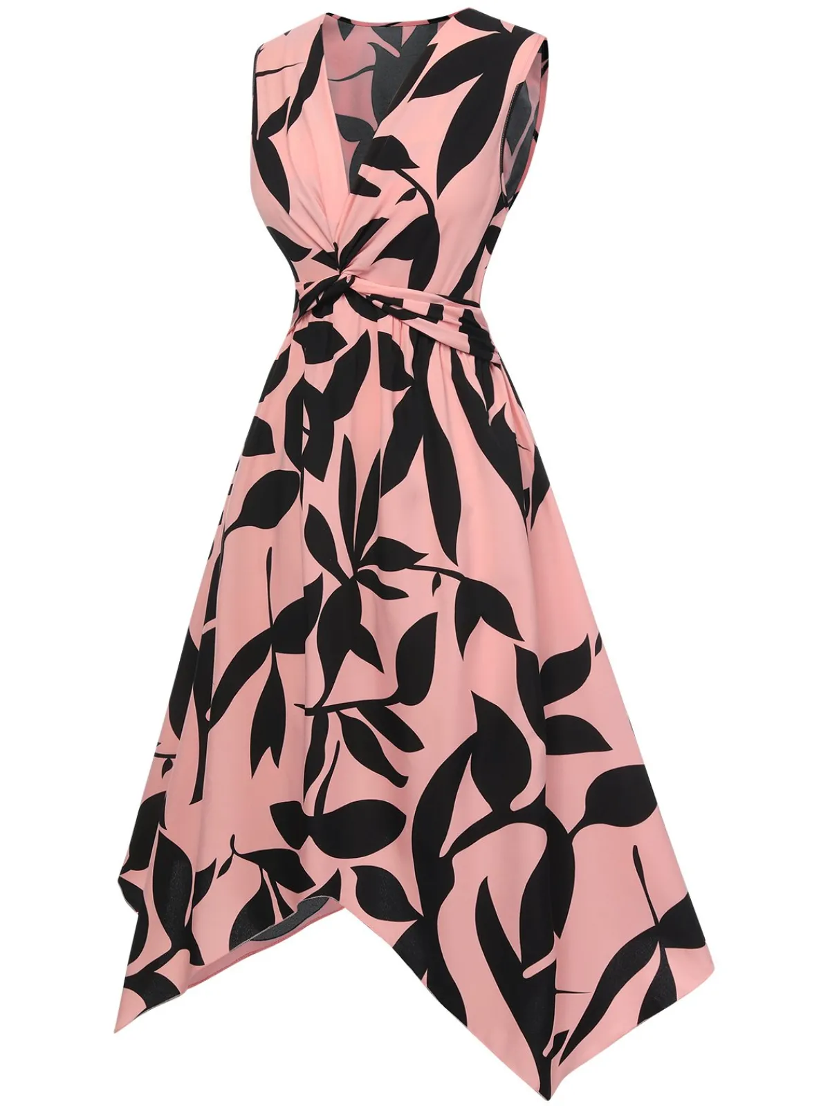 Clearance Retro Stage 1940s Twisted Irregular Hem Sleeveless Dress