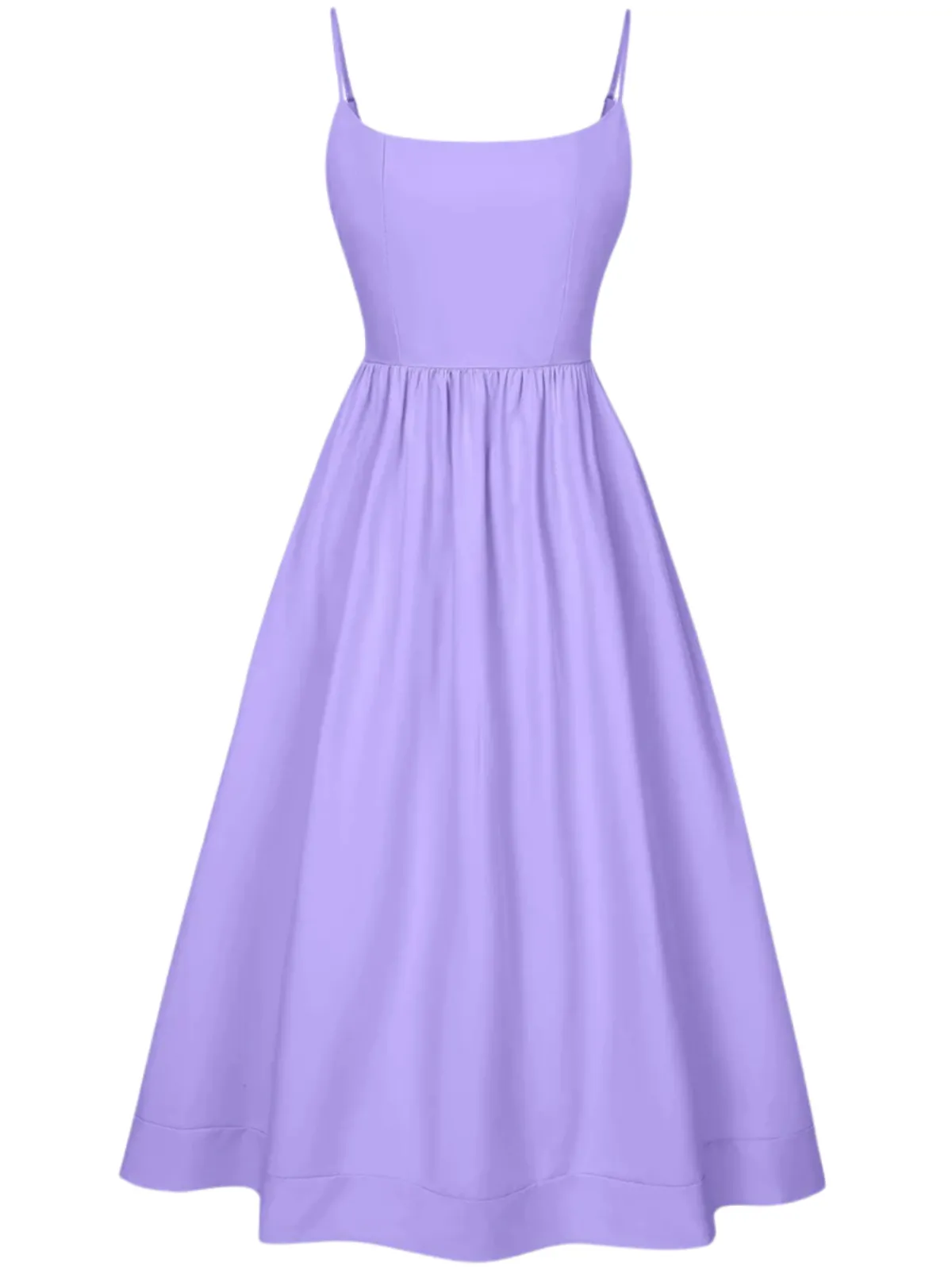 Best Retro Stage 1940s U-Neck Spaghetti Strap Pleated Dress