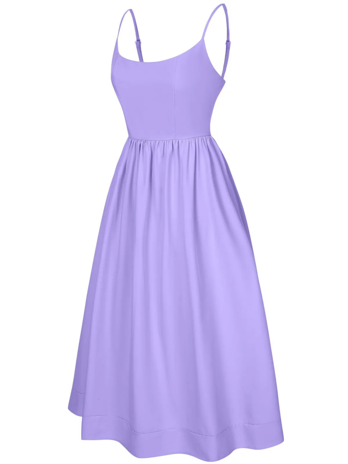 Best Retro Stage 1940s U-Neck Spaghetti Strap Pleated Dress