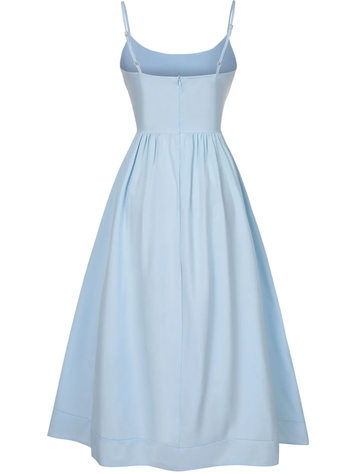 Best Retro Stage 1940s U-Neck Spaghetti Strap Pleated Dress