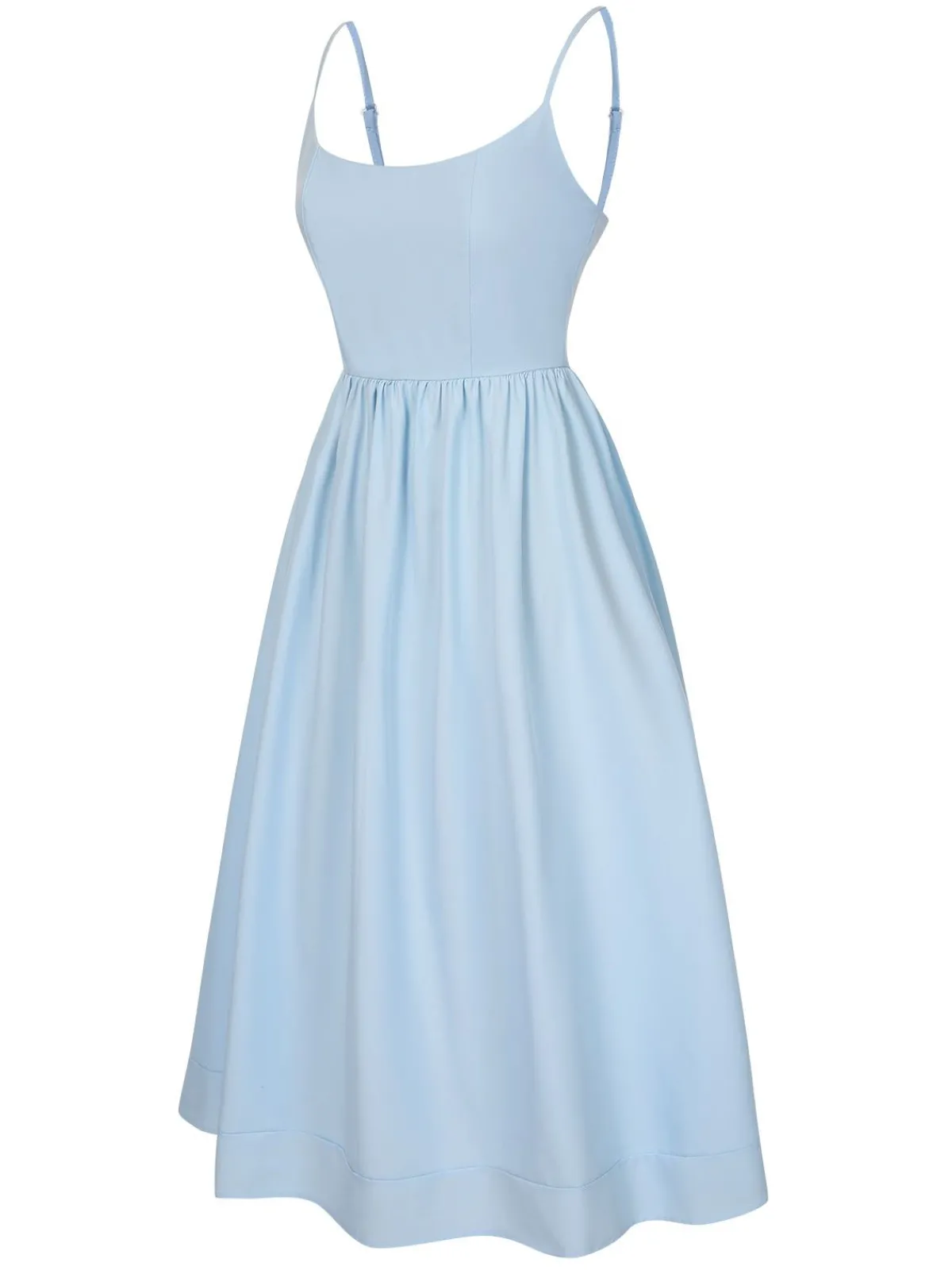 Best Retro Stage 1940s U-Neck Spaghetti Strap Pleated Dress