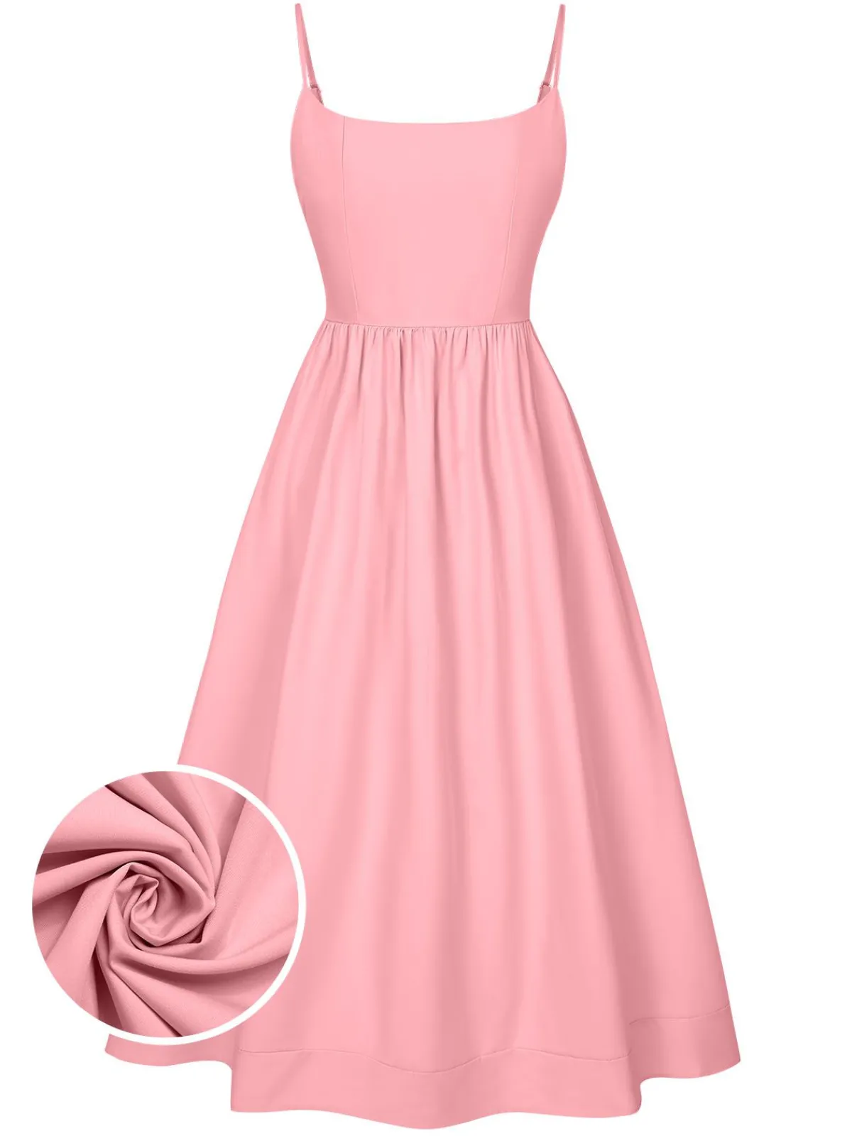 Best Retro Stage 1940s U-Neck Spaghetti Strap Pleated Dress