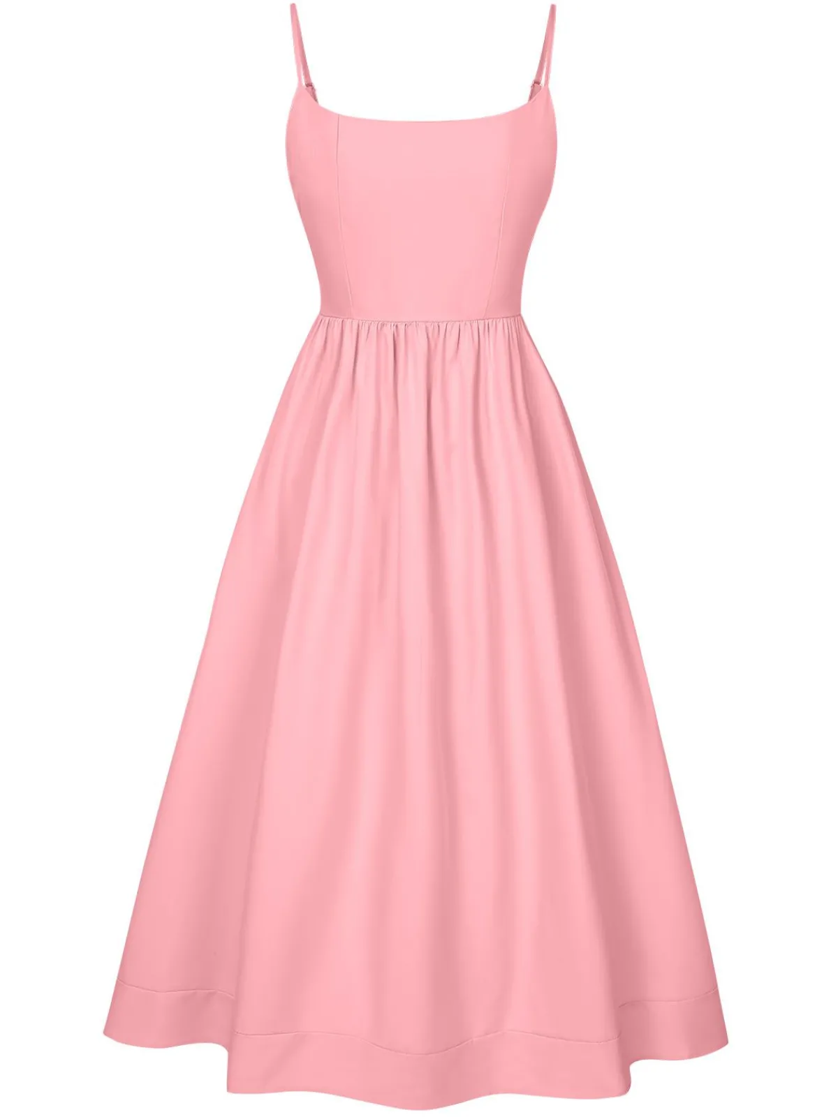 Best Retro Stage 1940s U-Neck Spaghetti Strap Pleated Dress