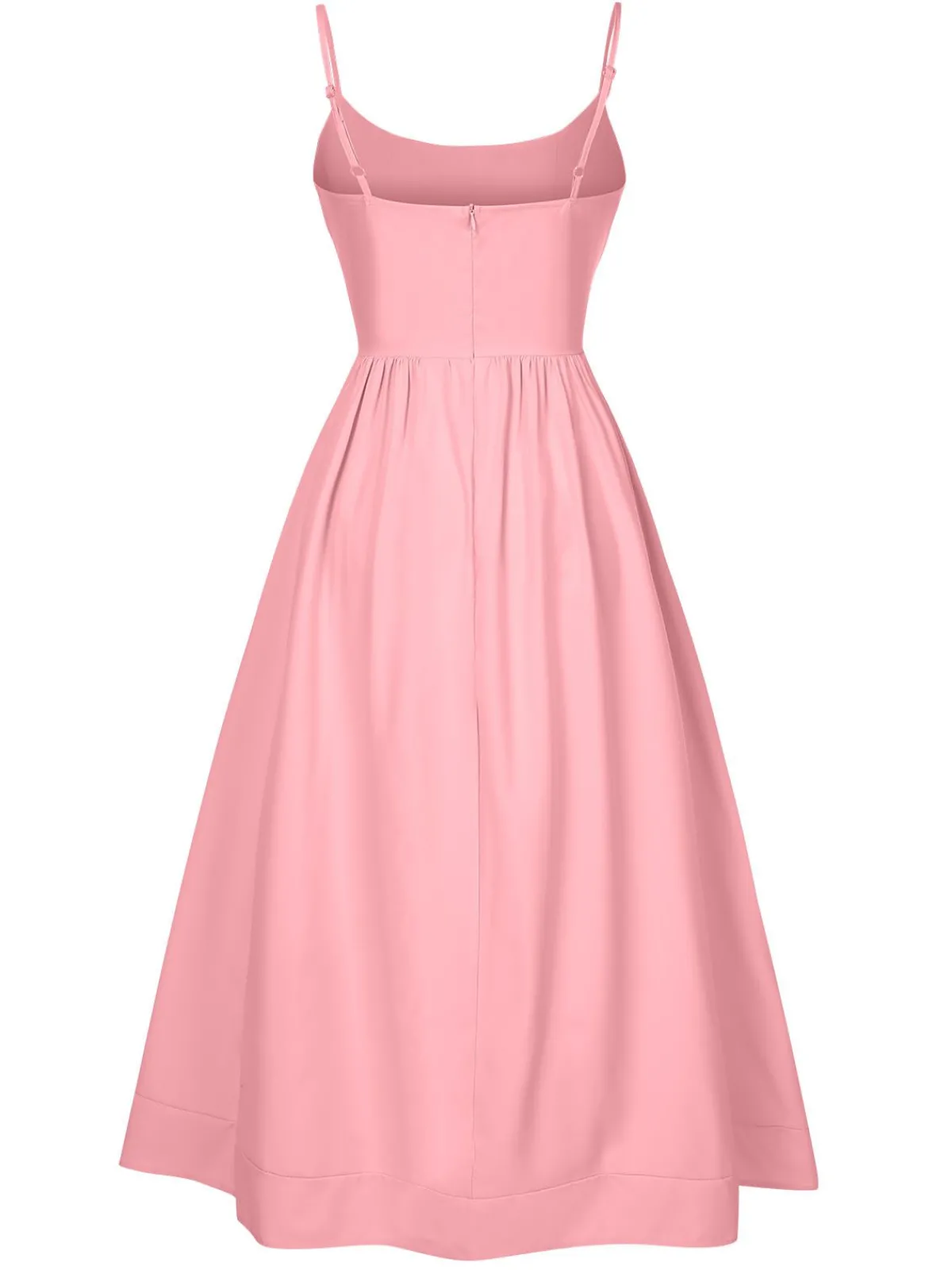 Best Retro Stage 1940s U-Neck Spaghetti Strap Pleated Dress