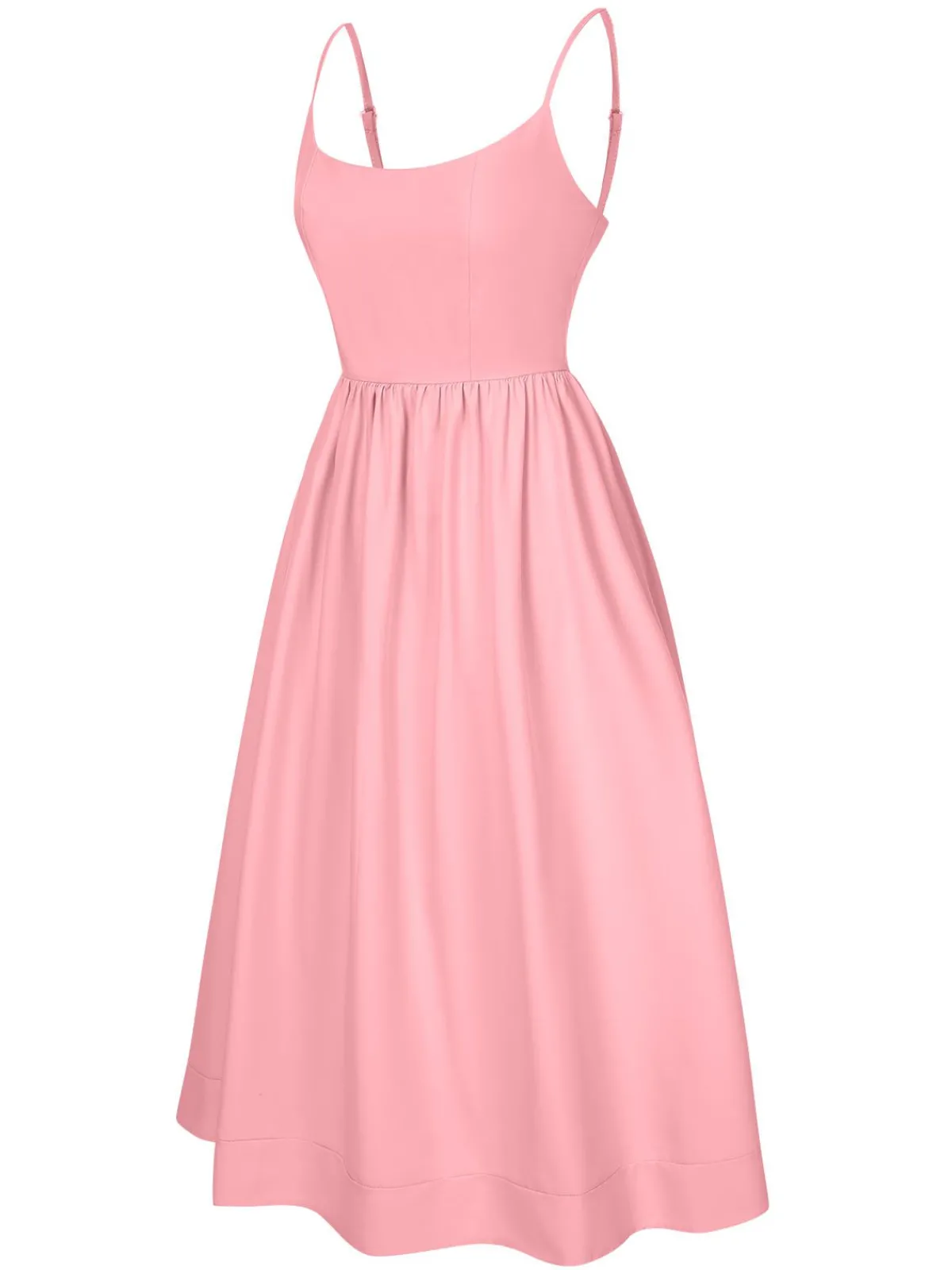 Best Retro Stage 1940s U-Neck Spaghetti Strap Pleated Dress