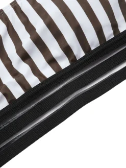 Discount Retro Stage 1950s U-Neck Vertical Stripes Straps Swimsuit