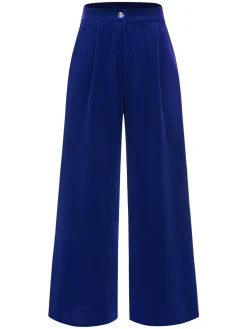 Best Retro Stage 1950s Velvet High-Waist Solid Pants