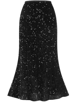 Outlet Retro Stage 1930s Velvet Sequined Mermaid Skirt