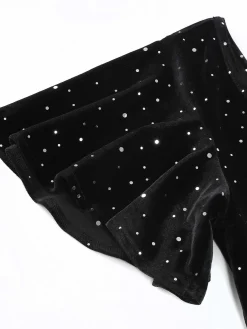 Best Retro Stage 1950s Velvet Sparkling Solid A-Line Dress