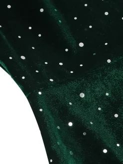 Best Retro Stage 1950s Velvet Sparkling Solid A-Line Dress