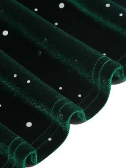 Best Retro Stage 1950s Velvet Sparkling Solid A-Line Dress