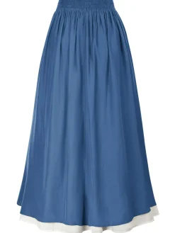 Fashion Retro Stage 1960s Victorian-Style Ruched Lace Maxi Skirt