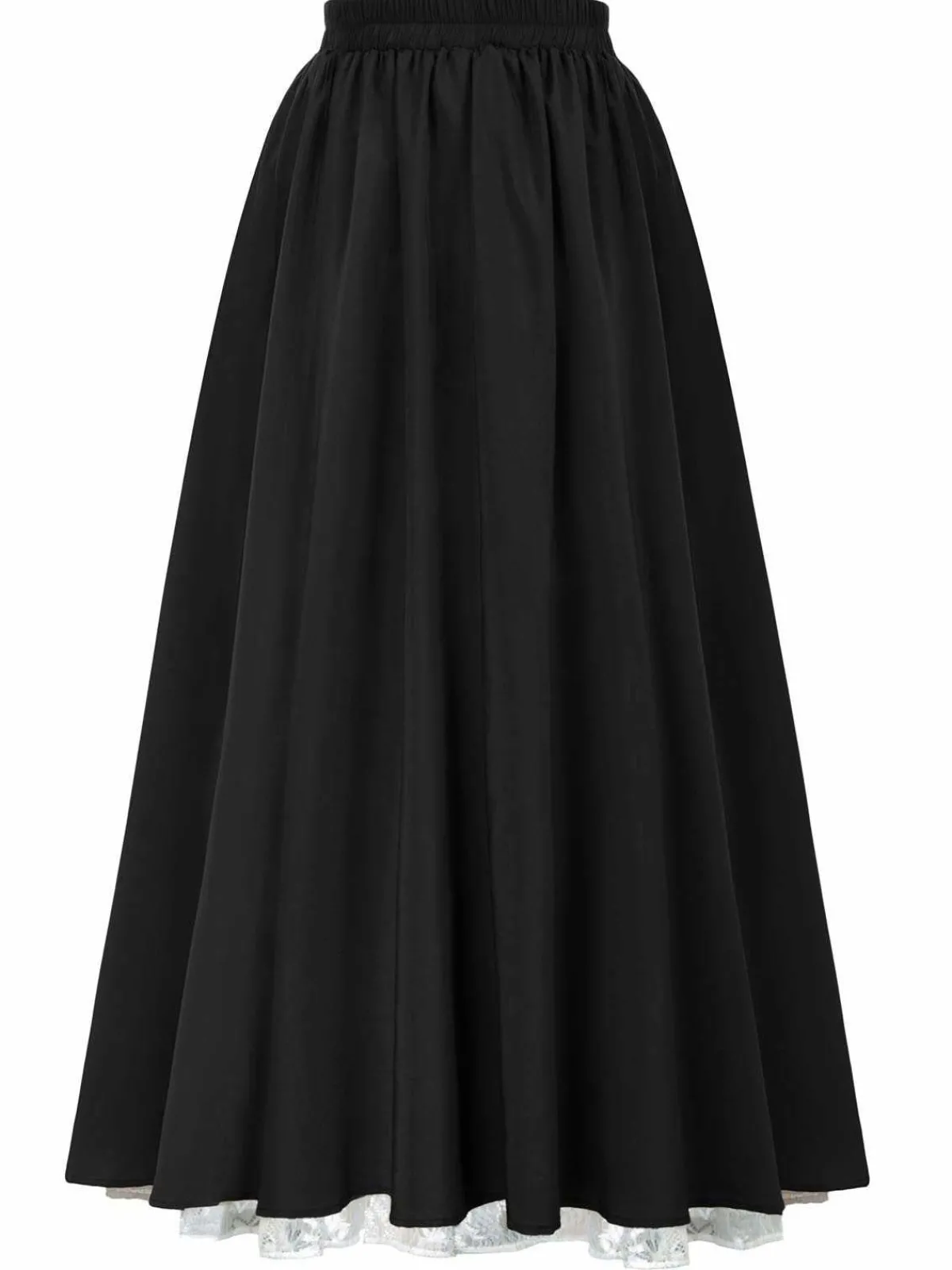 Fashion Retro Stage 1960s Victorian-Style Ruched Lace Maxi Skirt