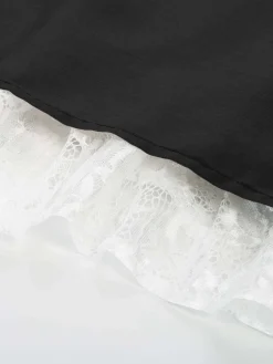 Fashion Retro Stage 1960s Victorian-Style Ruched Lace Maxi Skirt