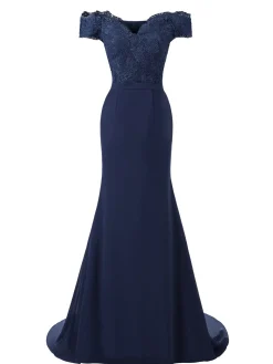 Discount Retro Stage 1930s Vintage Chiffon Off Shoulder Maxi Dress
