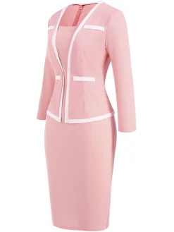 Best Retro Stage 1960s Vintage Fake-Two Pieces Pencil Dress