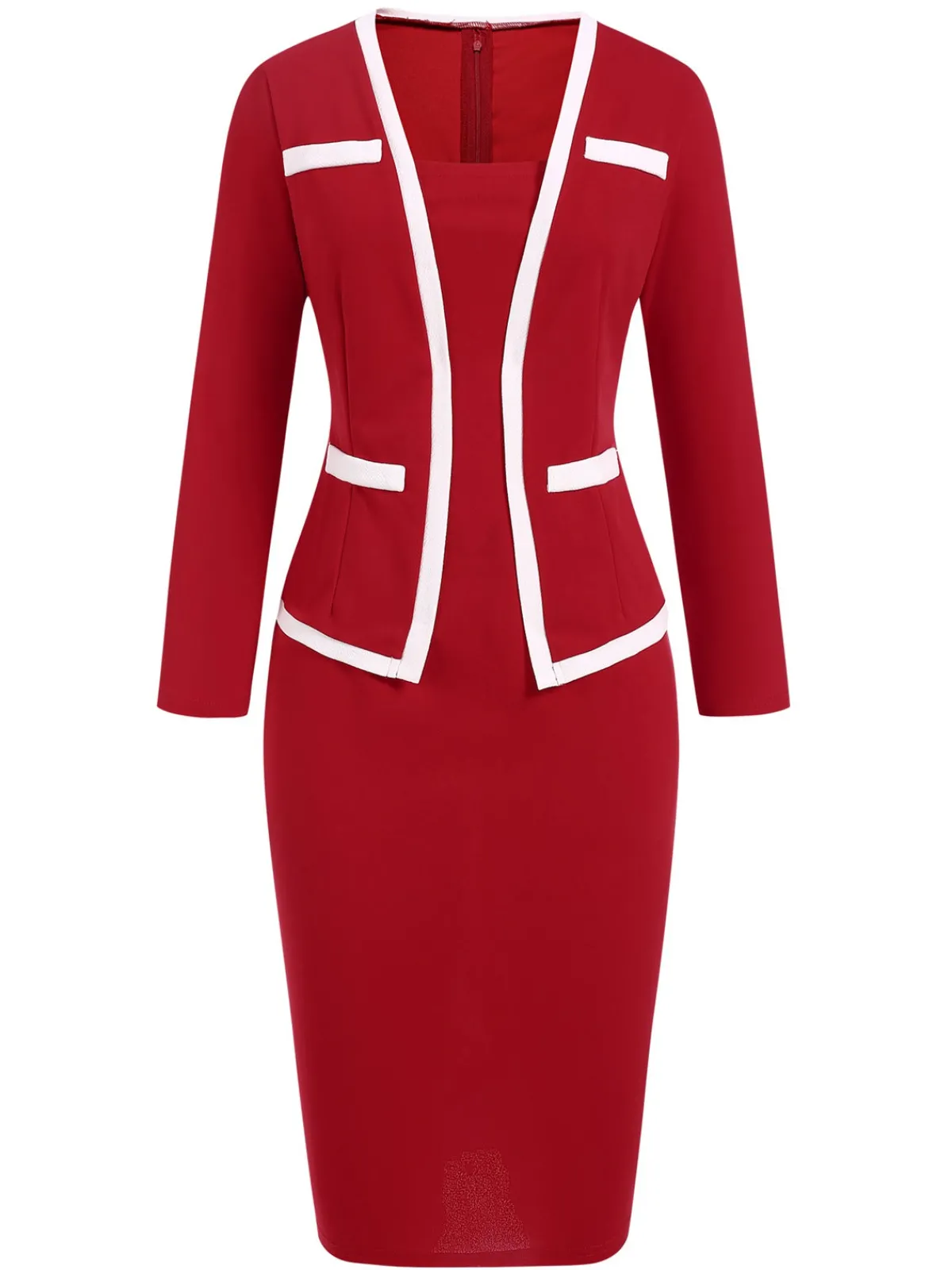 Best Retro Stage 1960s Vintage Fake-Two Pieces Pencil Dress