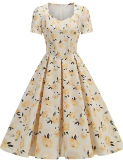 New Retro Stage 1950s Vintage Floral Swing Dress