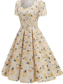 New Retro Stage 1950s Vintage Floral Swing Dress
