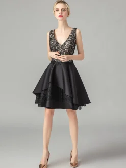 Clearance Retro Stage 1950s Vintage Glitter Bridesmaid Wedding Dress Black