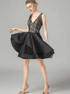 Clearance Retro Stage 1950s Vintage Glitter Bridesmaid Wedding Dress Black