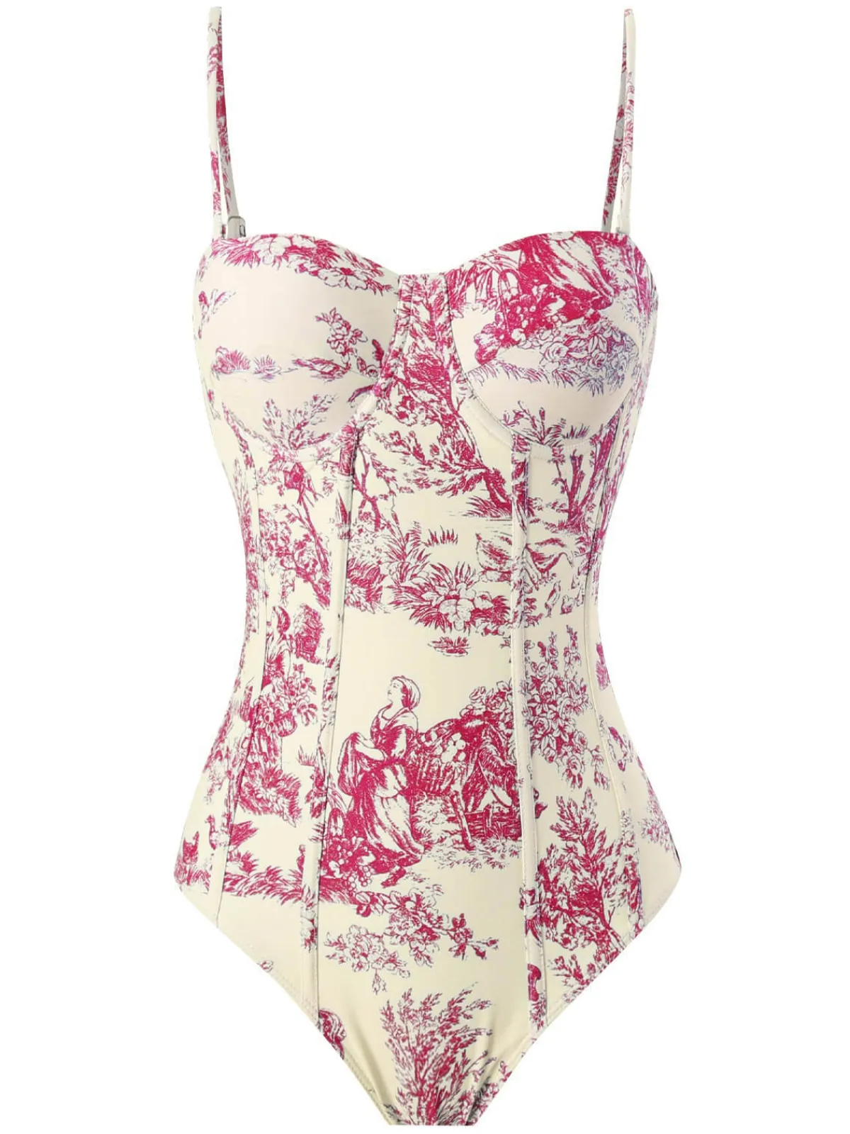 New Retro Stage 1960s Vintage Ink Floral Swimsuit & Cover-Up