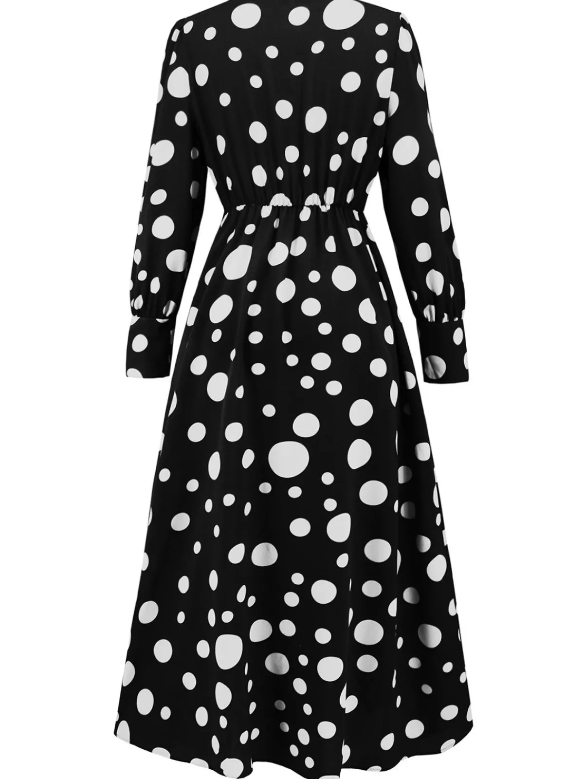 Sale Retro Stage 1940s Vintage Polka Dots Long Sleeve Slit Dress