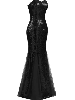 Sale Retro Stage 1930s Vintage Sequin Strapless Dress