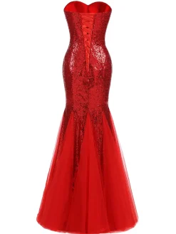 Sale Retro Stage 1930s Vintage Sequin Strapless Dress