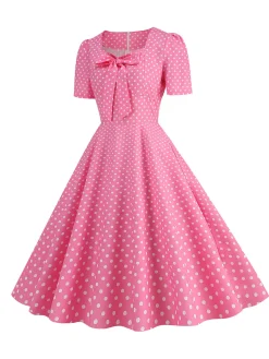 Best Retro Stage 1950s Vintage Sweetheart Bow Swing Dress
