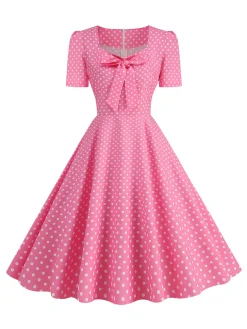 Best Retro Stage 1950s Vintage Sweetheart Bow Swing Dress