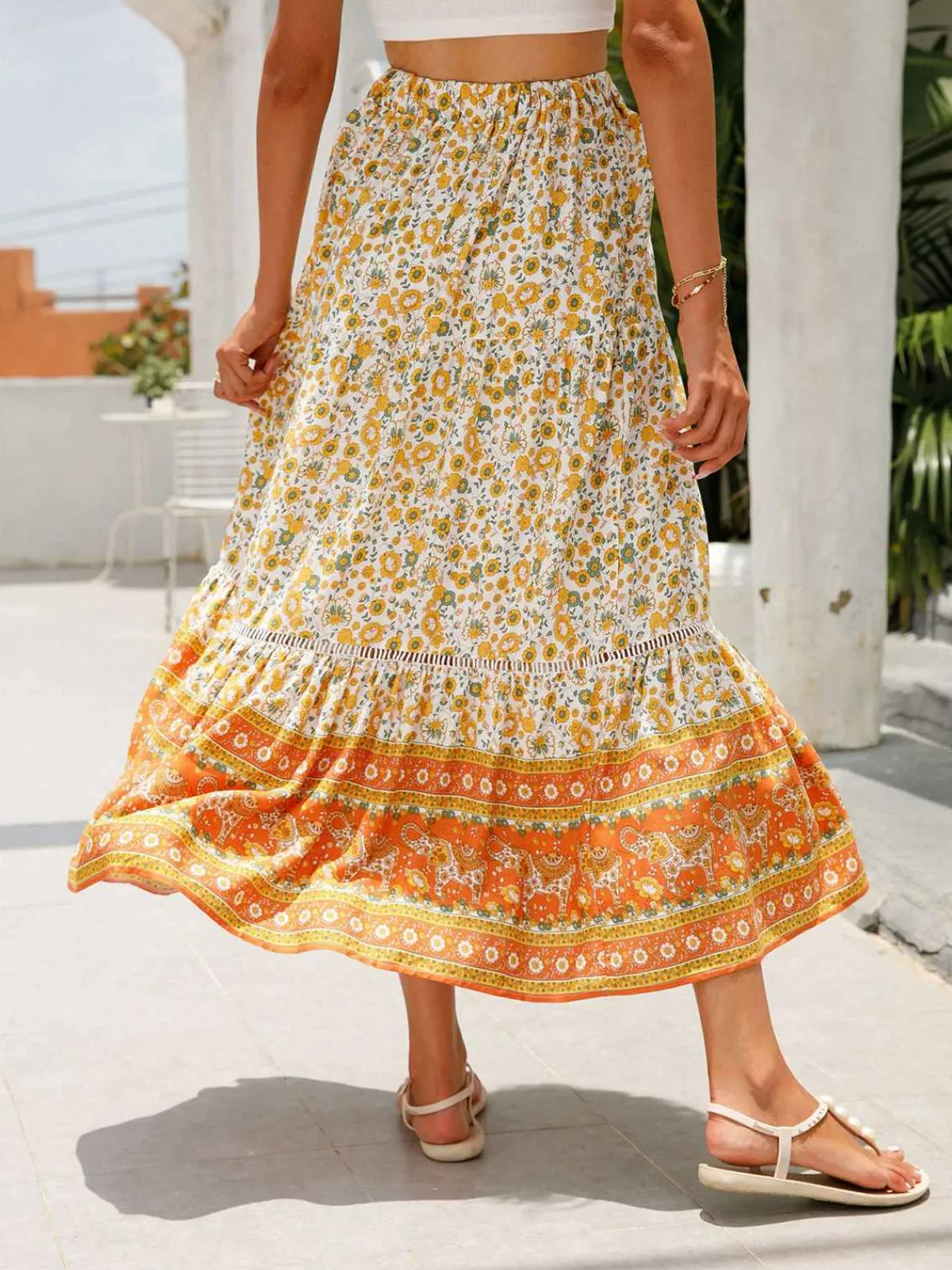 Best Retro Stage 1960s Viscose Bohemian Ditsy Floral Skirt