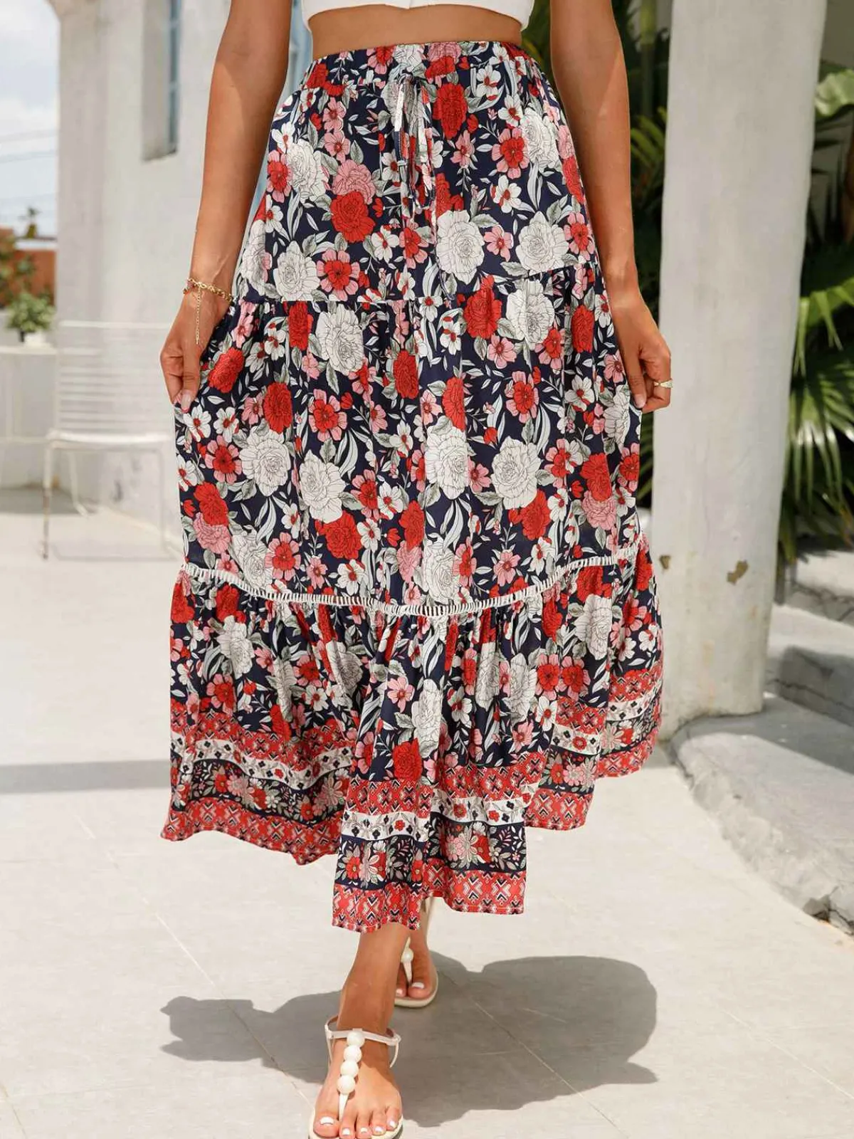 Best Retro Stage 1960s Viscose Bohemian Ditsy Floral Skirt