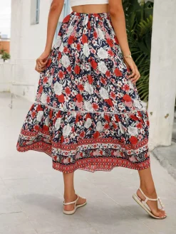 Best Retro Stage 1960s Viscose Bohemian Ditsy Floral Skirt