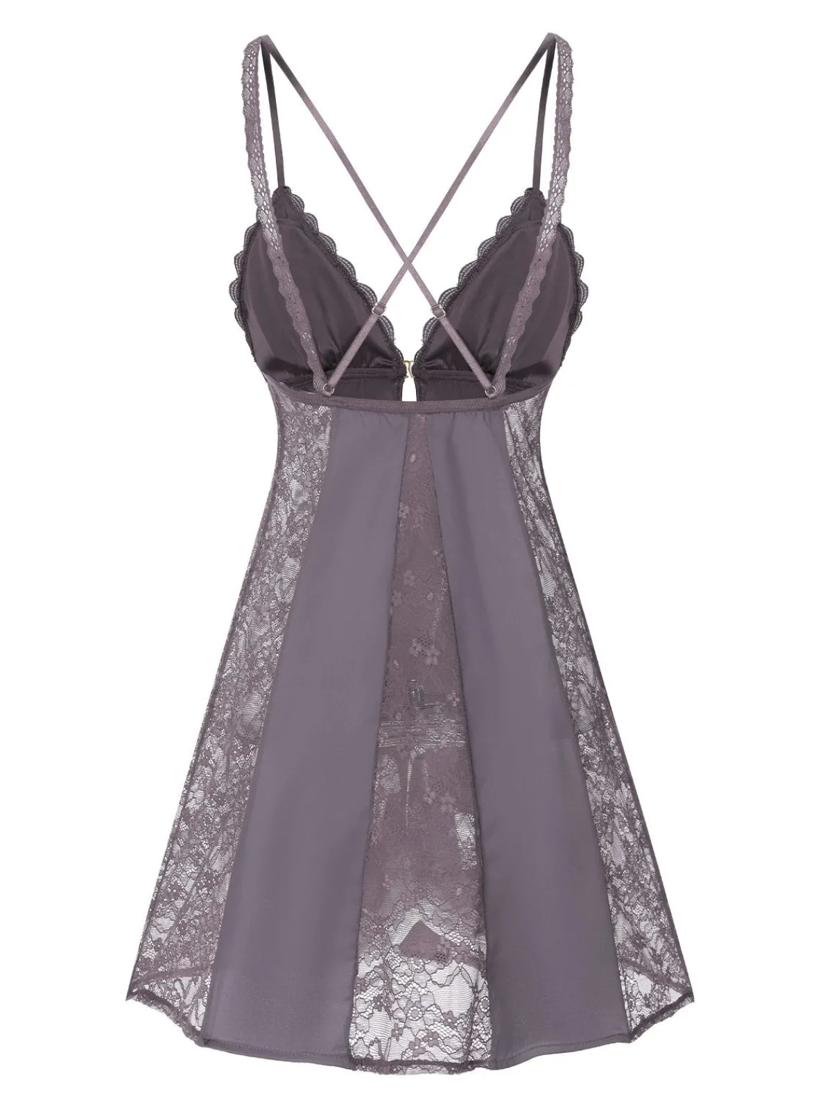 Outlet Retro Stage 1960s V-Neck Back Cross Straps Lace Nightgown