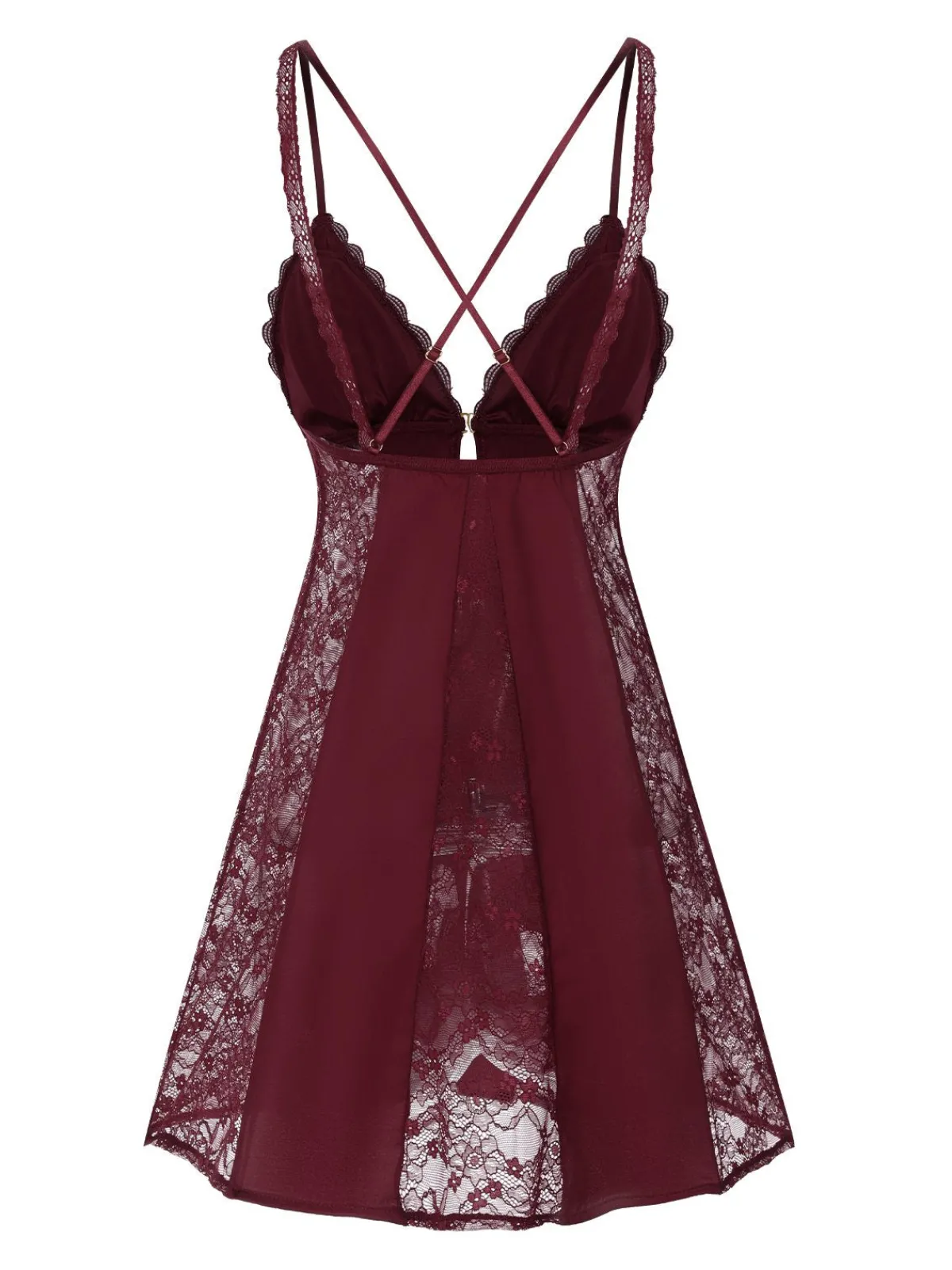 Outlet Retro Stage 1960s V-Neck Back Cross Straps Lace Nightgown