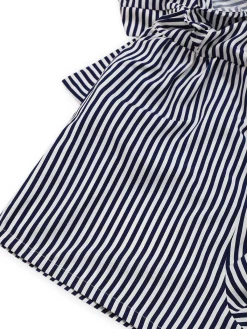 Clearance Retro Stage 1930s V-Neck Contrast Stripes Ruffles Romper Black