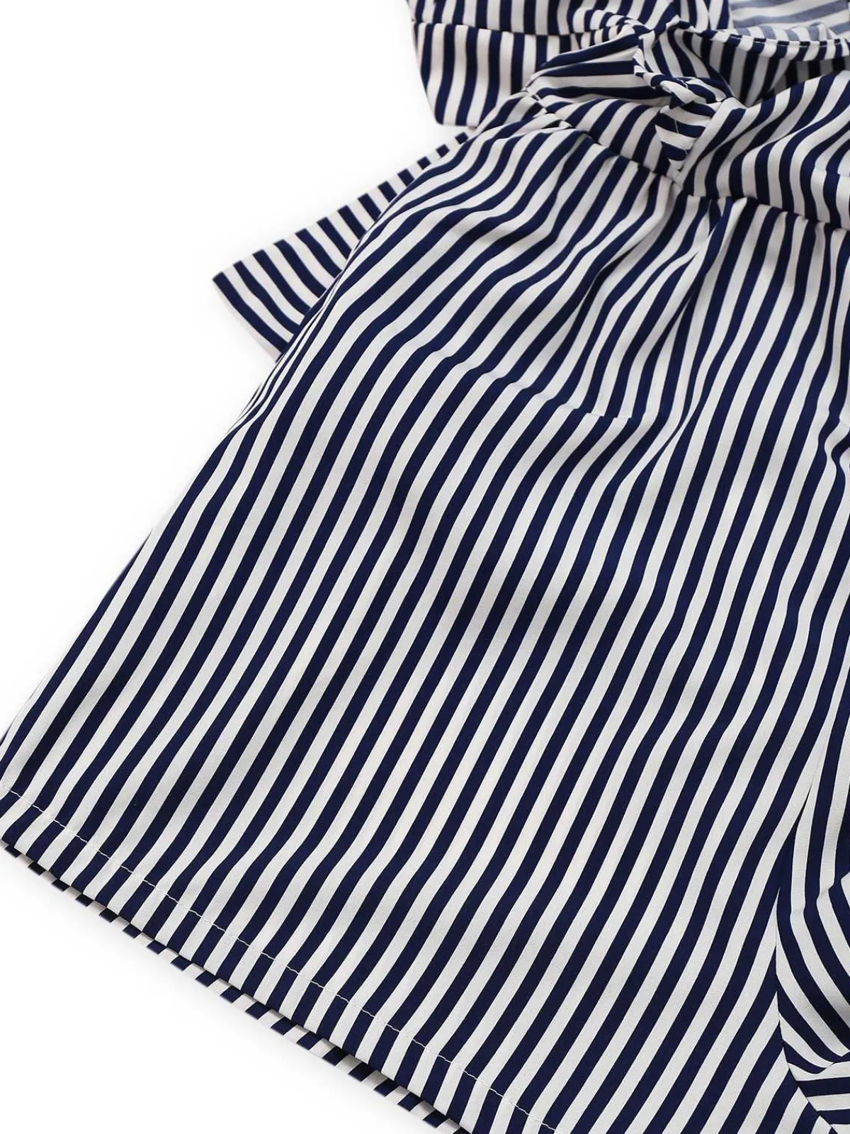Clearance Retro Stage 1930s V-Neck Contrast Stripes Ruffles Romper Black