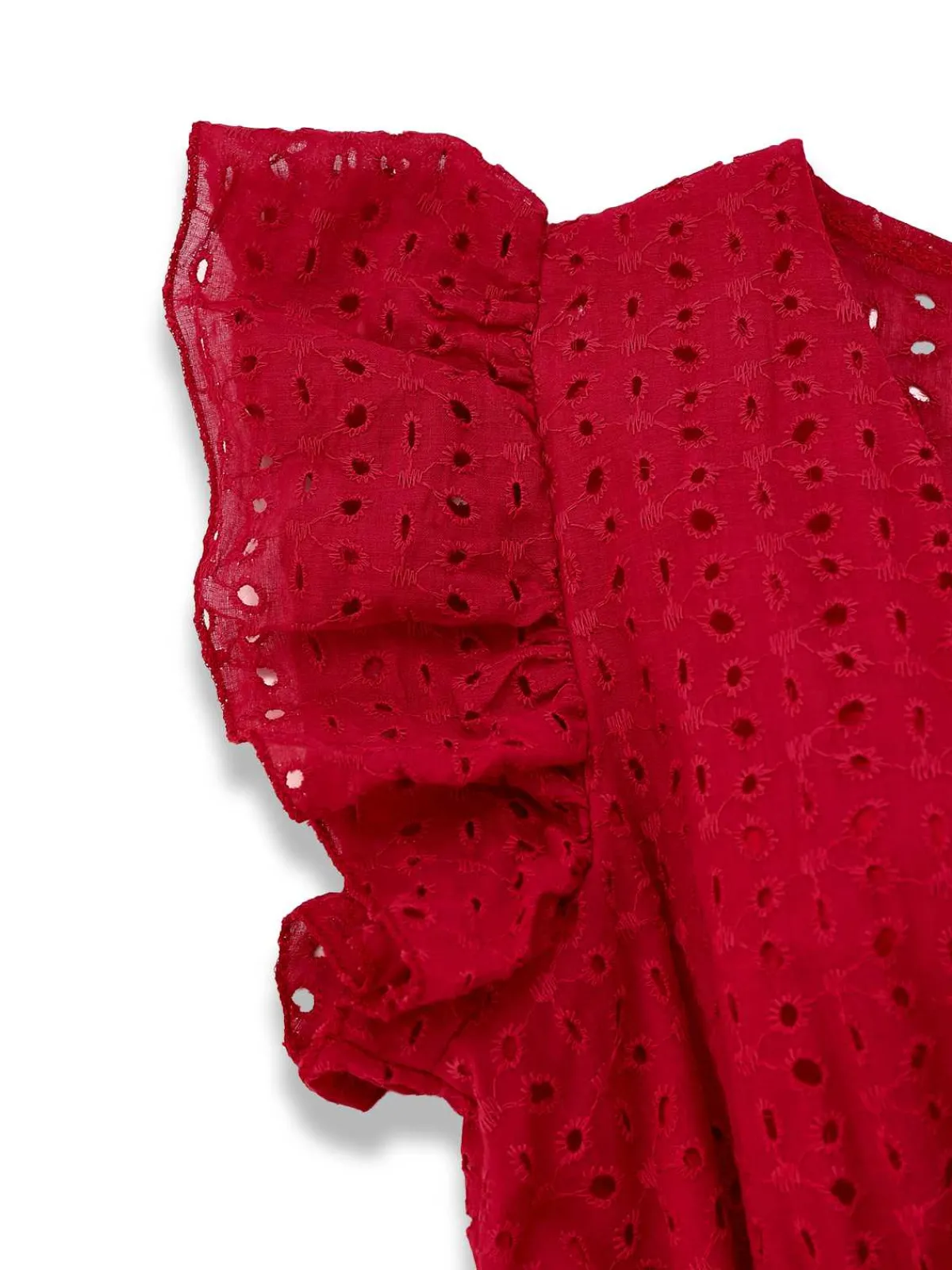 Clearance Retro Stage 1940s V-Neck Cutout Cotton Smocked Ruffled Dress