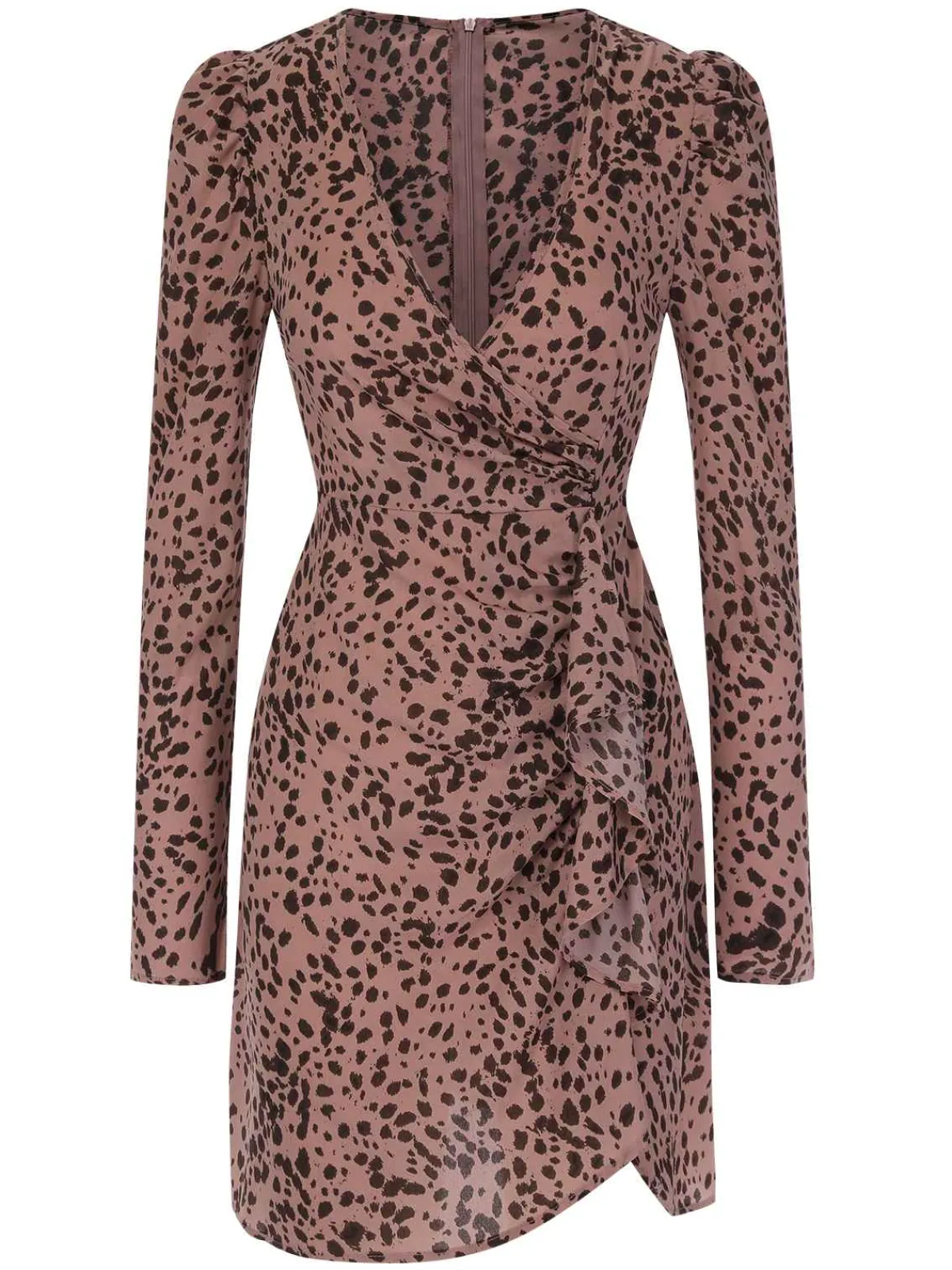 Discount Retro Stage 1960s V-Neck Dots Ruffle Wrap Dress