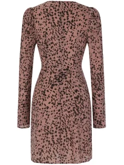 Discount Retro Stage 1960s V-Neck Dots Ruffle Wrap Dress