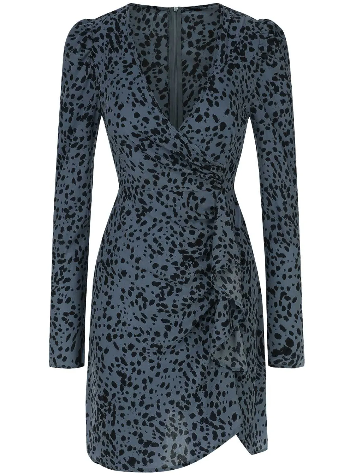 Discount Retro Stage 1960s V-Neck Dots Ruffle Wrap Dress