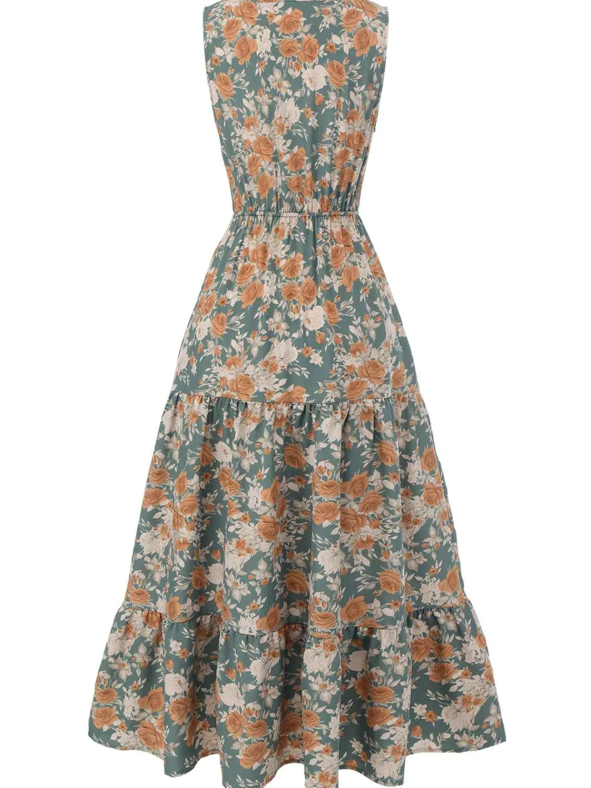 Online Retro Stage 1930s V-Neck Floral Sleeveless Dress